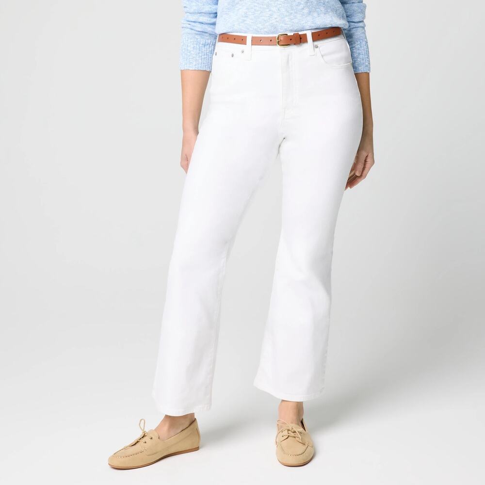 J.Crew Factory Curvy Ankle Flare Jean Signature Stretch White Size 34 NWT
